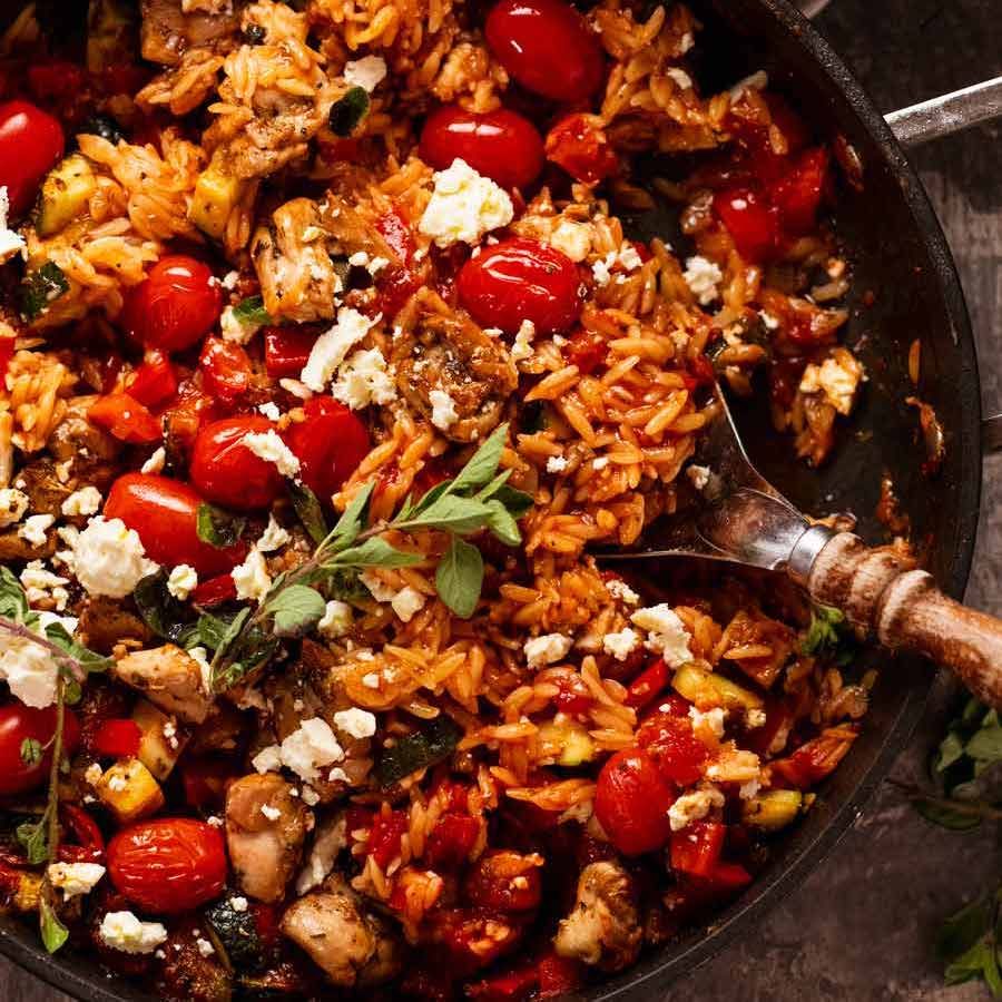 One Pot Greek Chicken Risoni